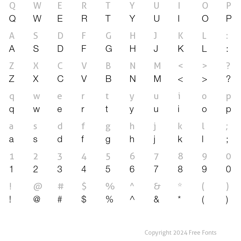 Character Map of Helvetica Neue LT Std 45 Light