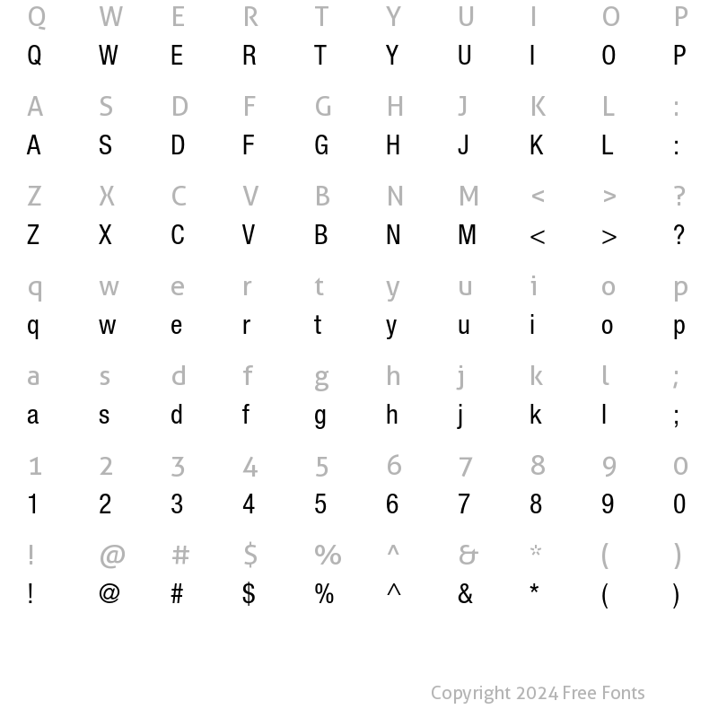 Character Map of Helvetica Neue LT Std 57 Condensed