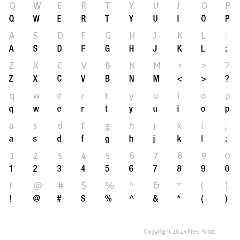 Character Map of Helvetica Neue LT Std 67 Medium Condensed