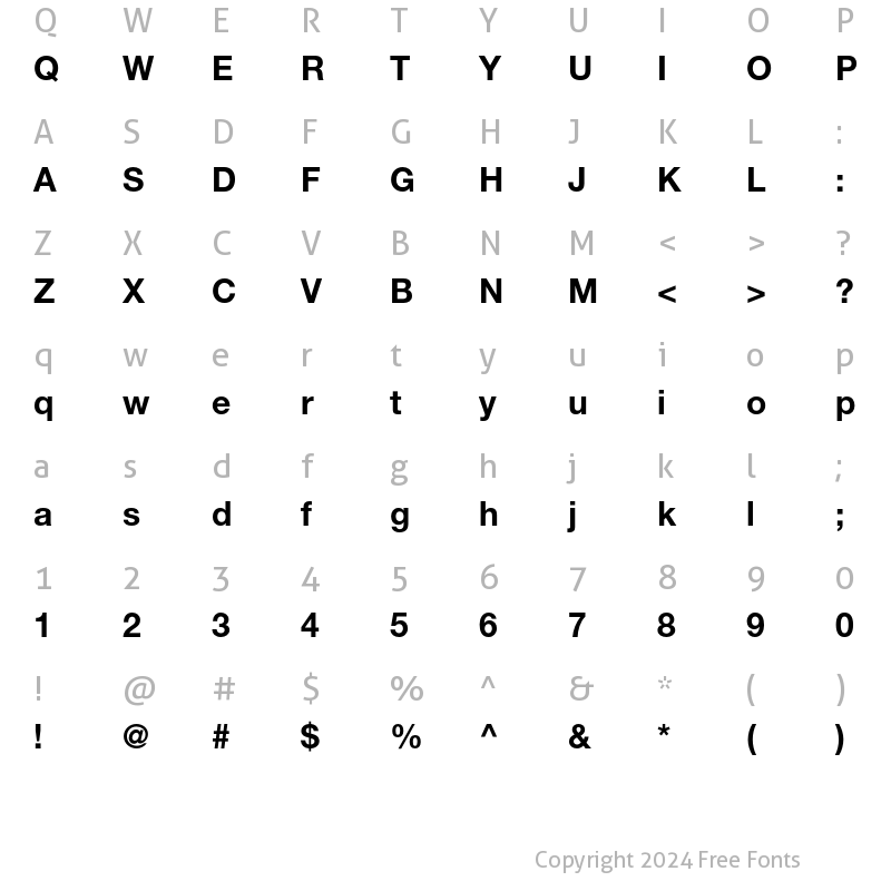 Character Map of Helvetica Neue LT Std 75 Bold