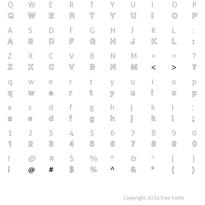 Character Map of Helvetica Neue LT Std 75 Bold Outline