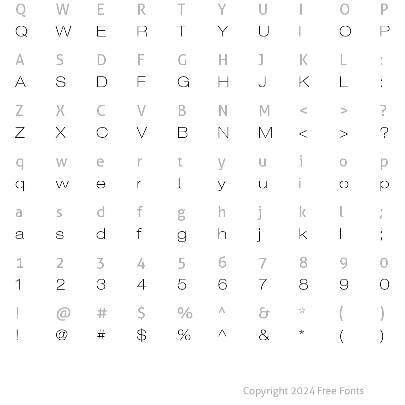 Character Map of Helvetica33-ExtendedThin Thin