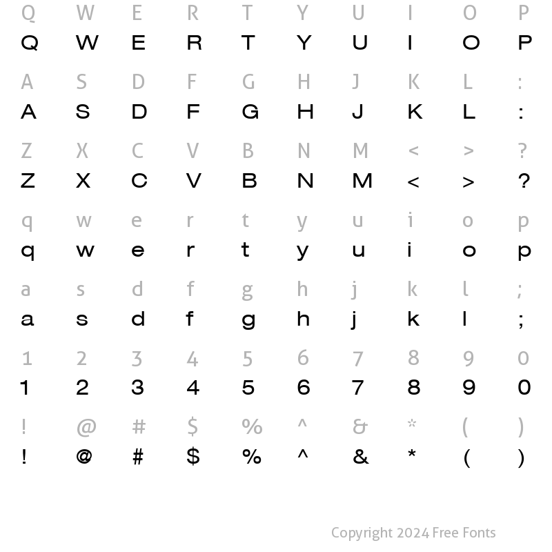 Character Map of Helvetica53-Extended Roman