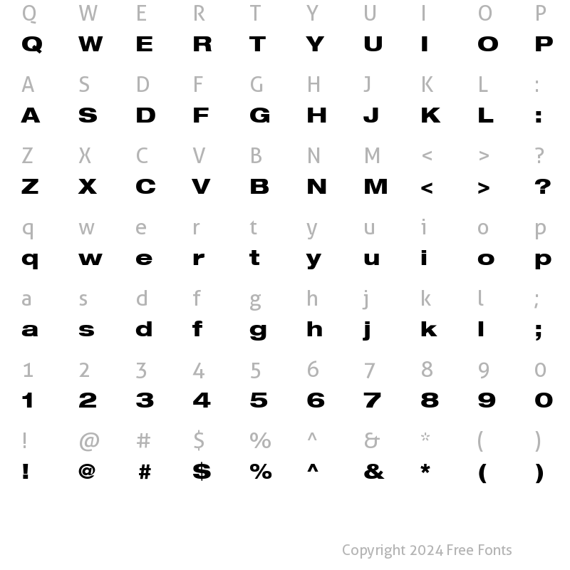 Character Map of Helvetica83-ExtendedHeavy Heavy