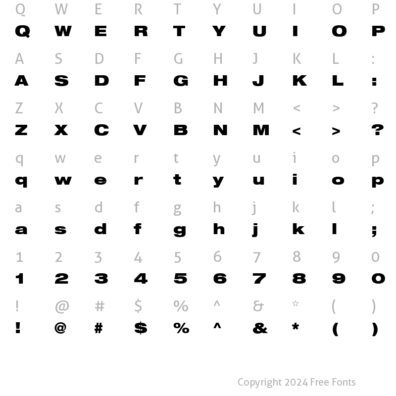 Character Map of Helvetica93-ExtendedBlack Black