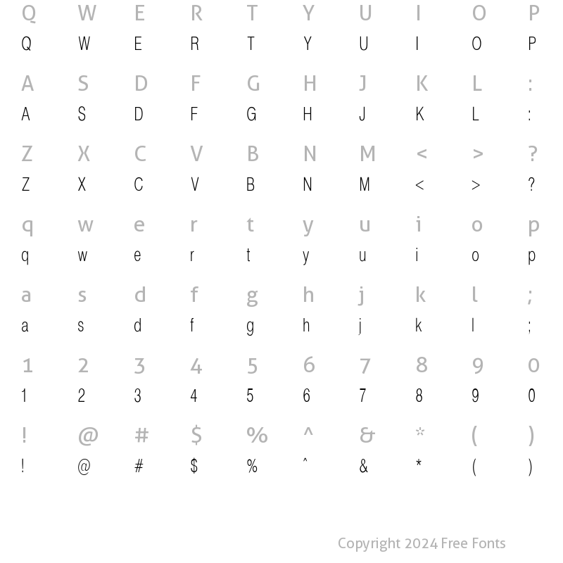 Character Map of Helvetica_Condenced-Normal Regular