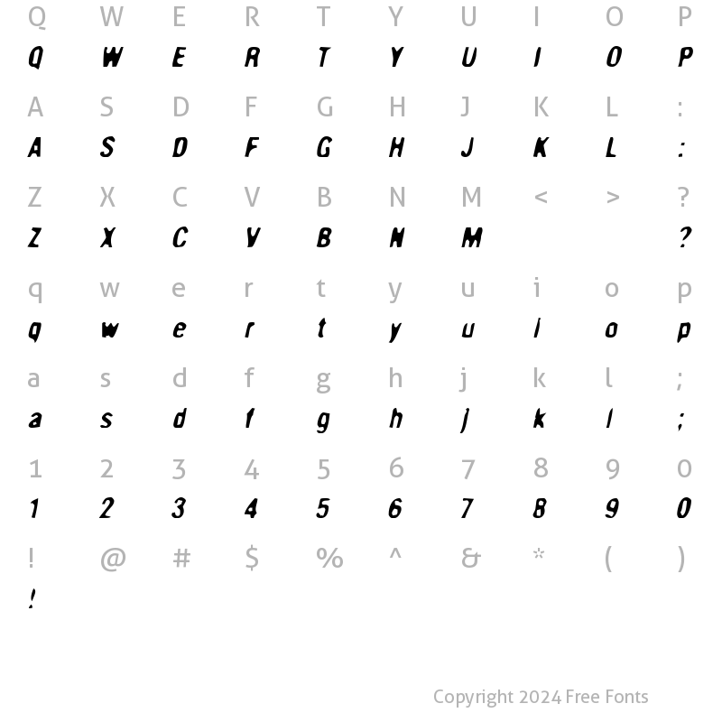 Character Map of HelveticaCondensed Stressed