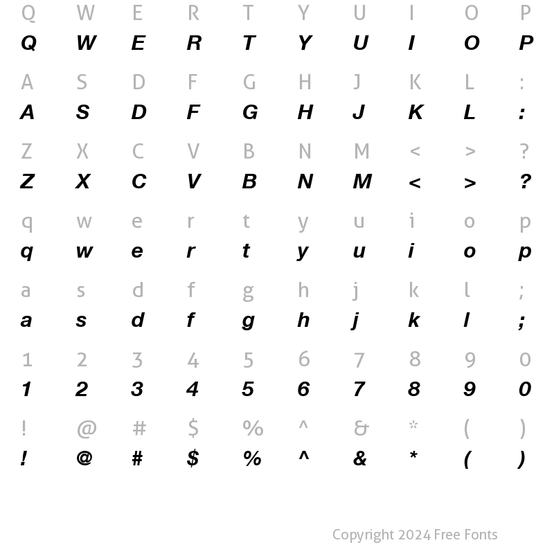 Character Map of HelveticaNeue LT 55 Roman Bold Italic