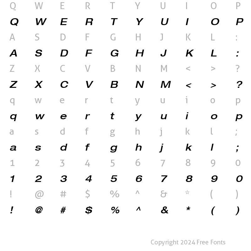 Character Map of HelveticaNeue LT 63 MdEx Oblique