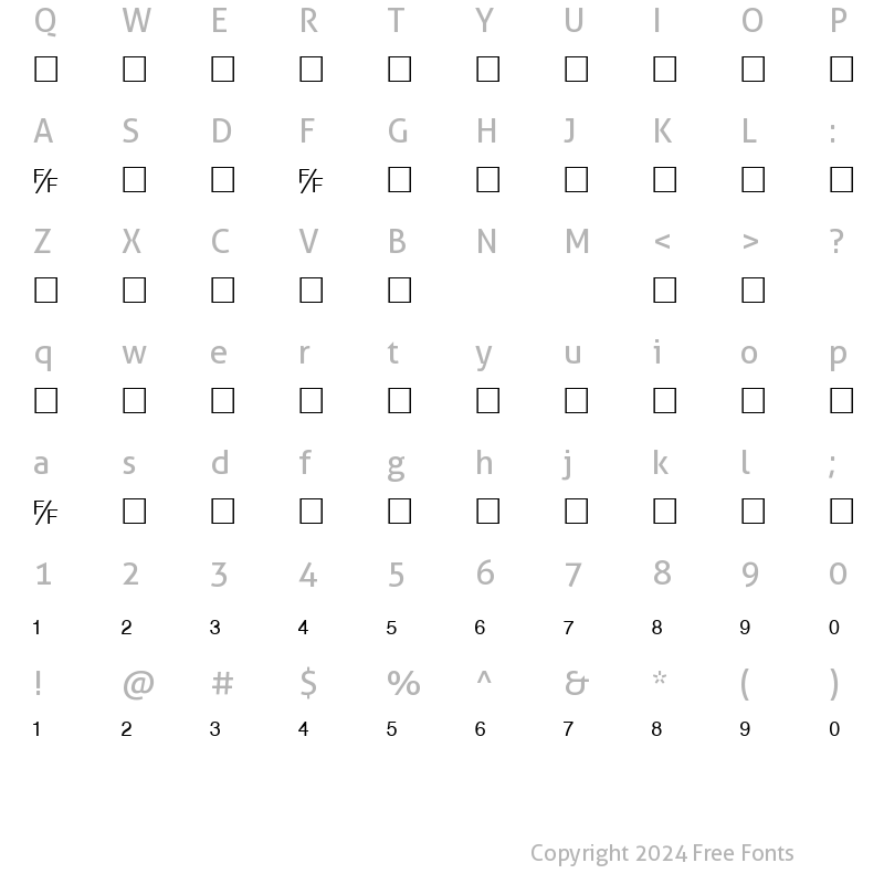 Character Map of HelvFB Normal