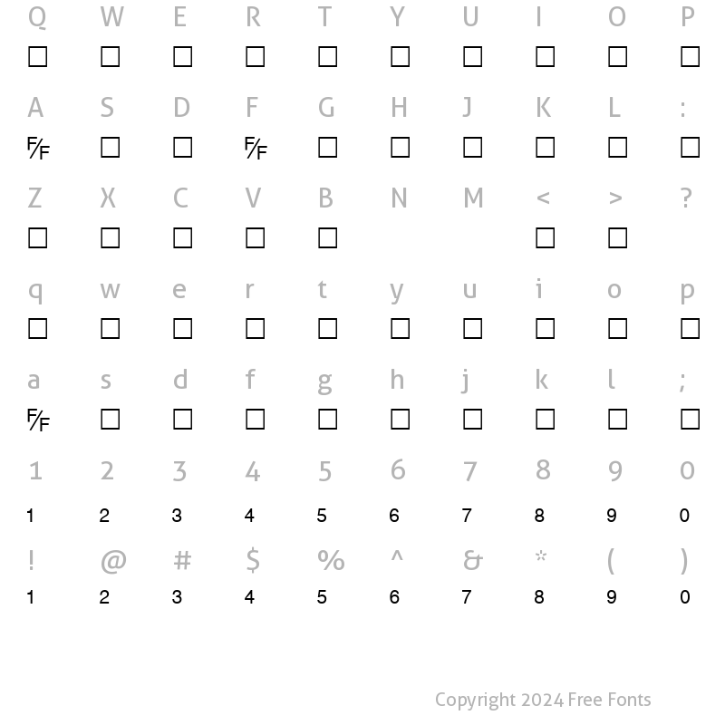 Character Map of HelvFE Normal