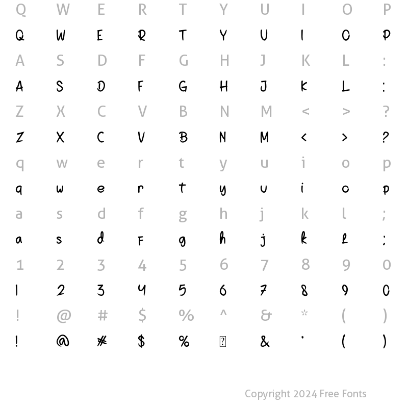 Character Map of Helynovia Regular