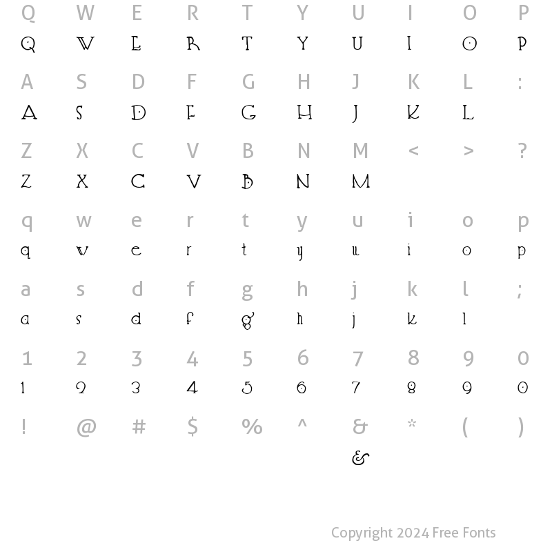 Character Map of Hendershot Regular