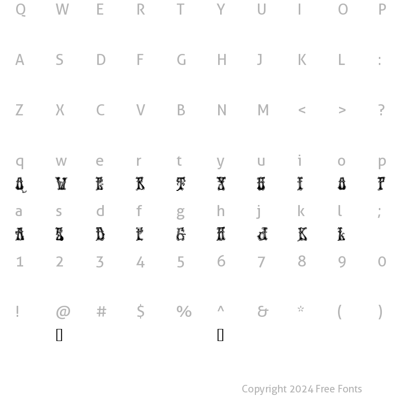 Character Map of Hendrix Demo Regular