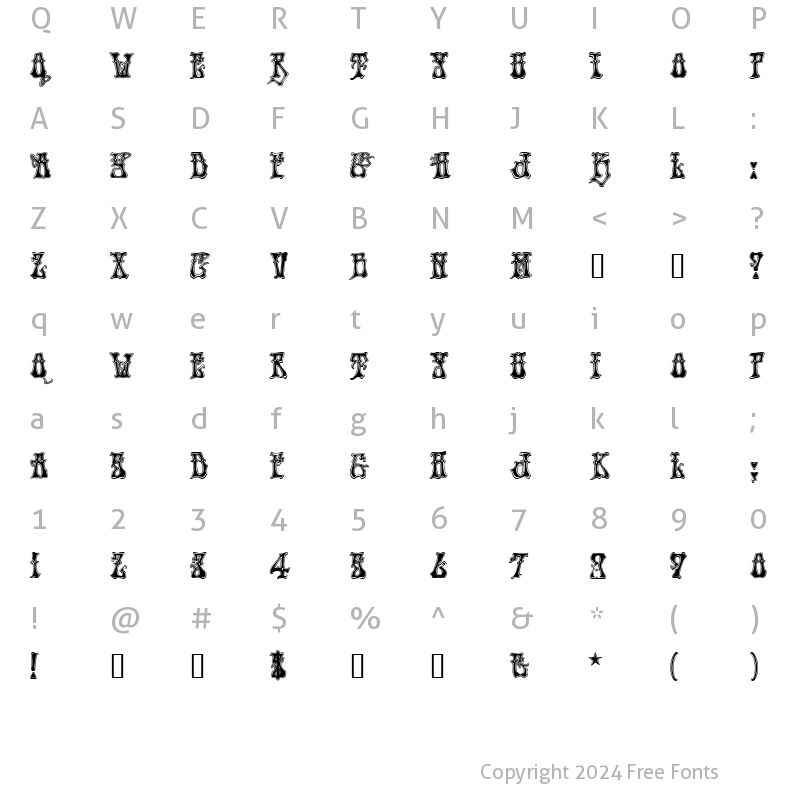 Character Map of Hendrix Regular