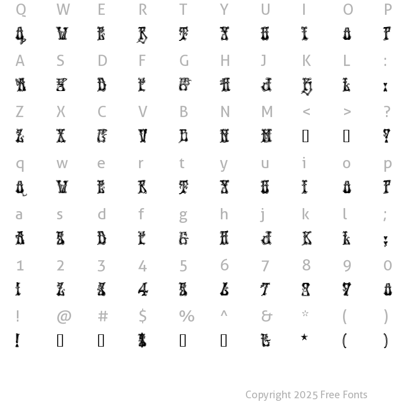 Character Map of HendrixHardRock Regular