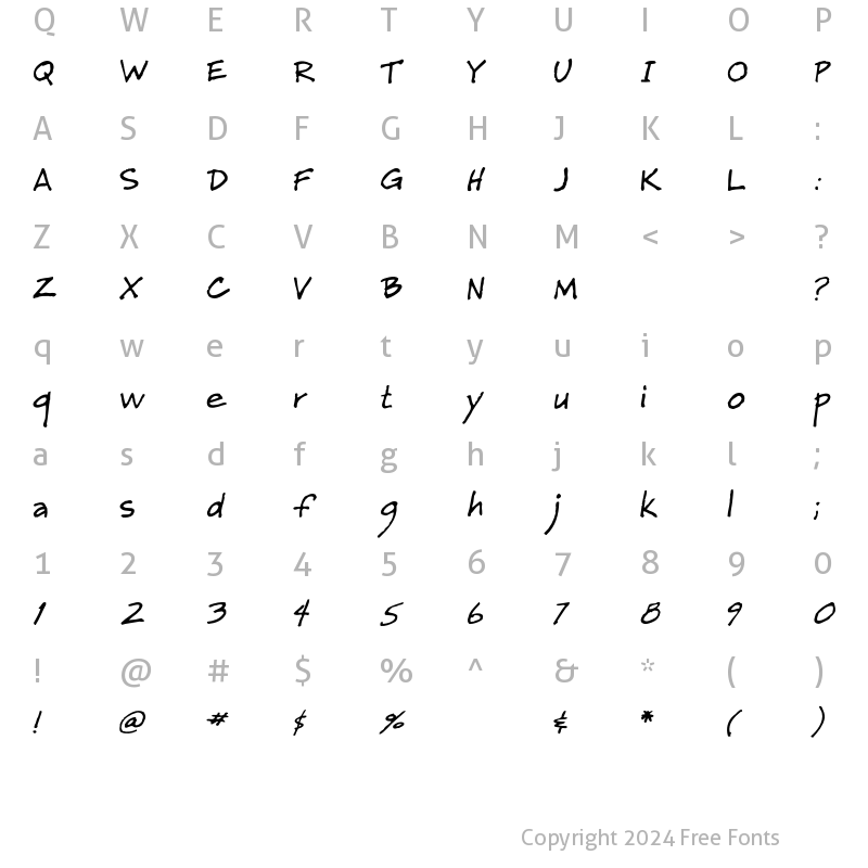 Character Map of HenryHand Regular