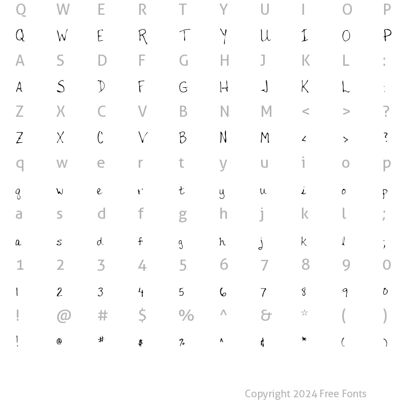 Character Map of HenrysHand Regular