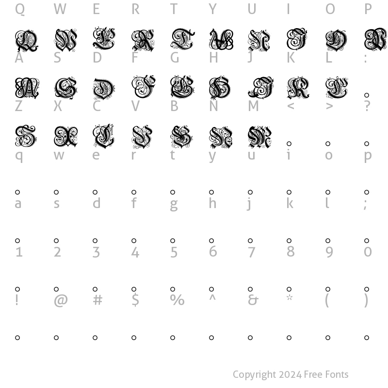 Character Map of Hentzau_Initials Normal