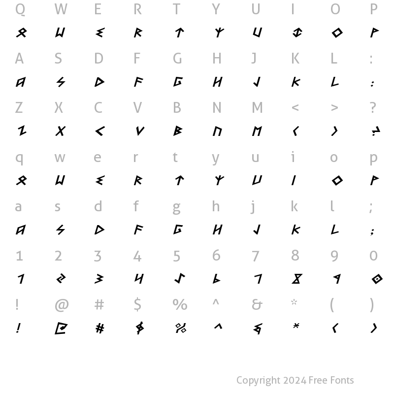 Character Map of Heorot Expanded Italic Expanded Italic