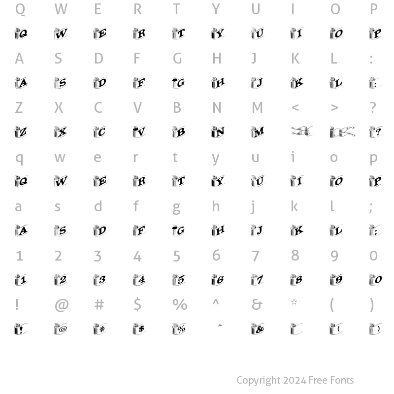 Character Map of Heraldic Wide Regular