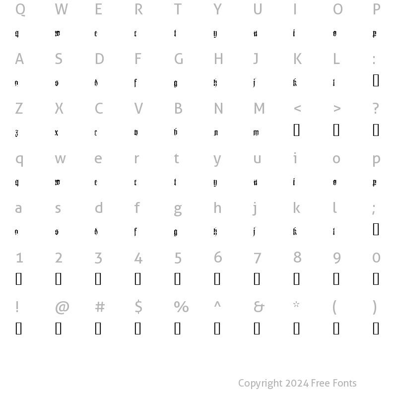 Character Map of heresy Regular