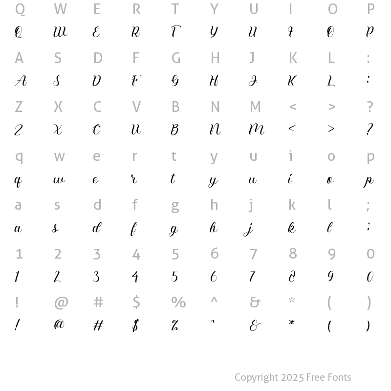 Character Map of Herfyna Regular