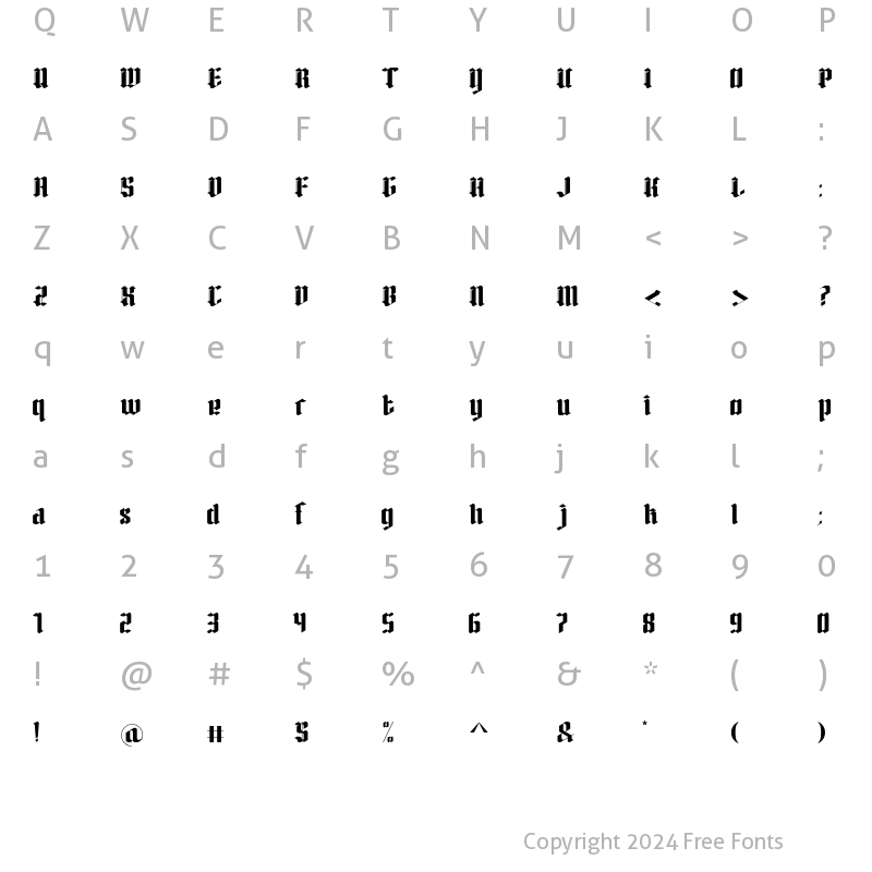 Character Map of Herkaloya Regular