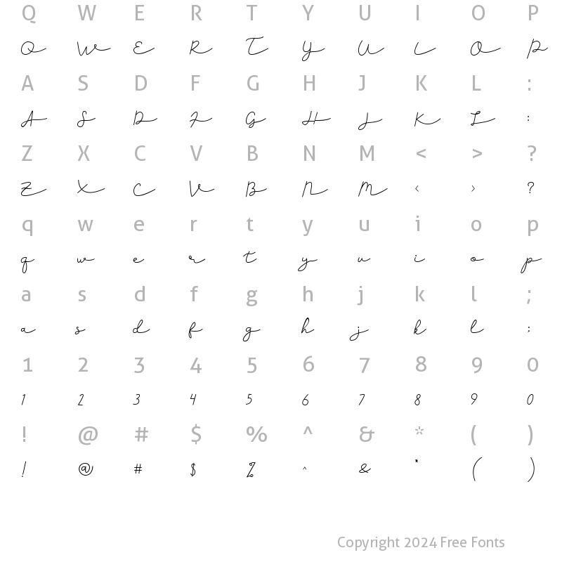 Character Map of Herliana Regular