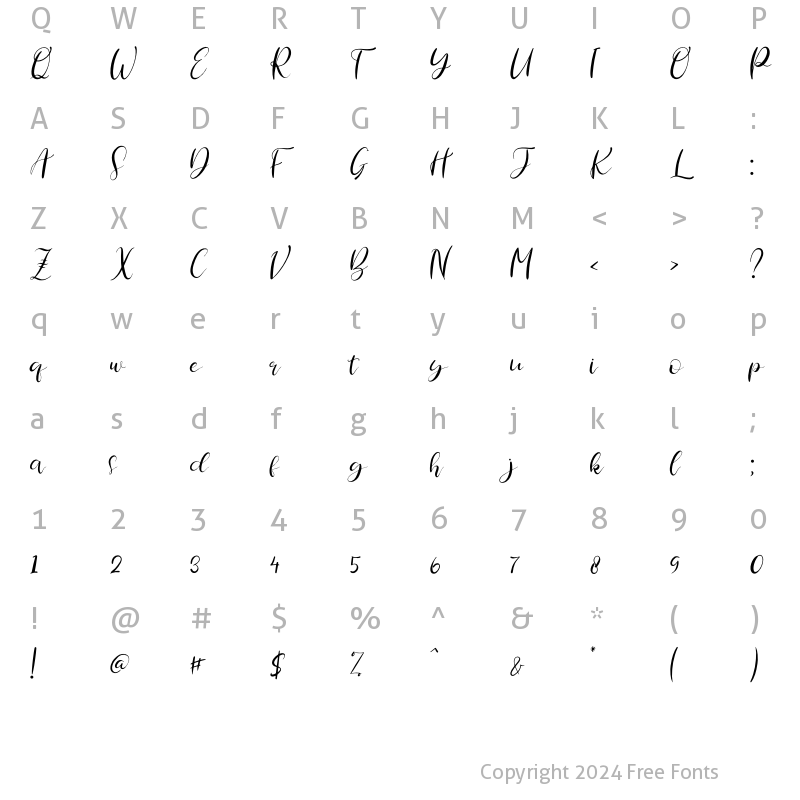 Character Map of herlitta Regular