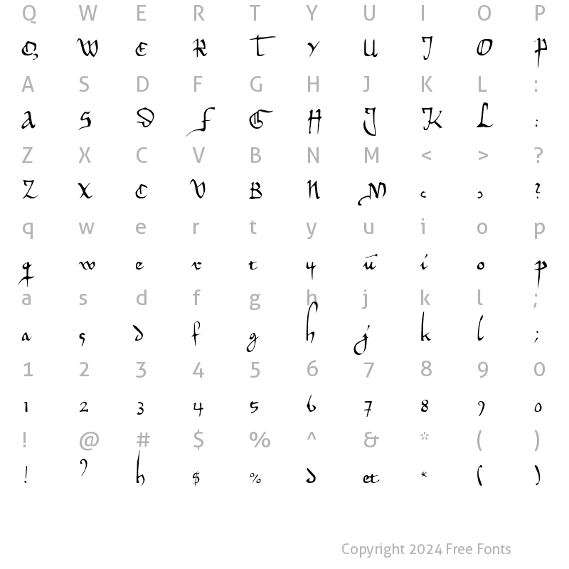 Character Map of Herman Decanus Light AH Regular