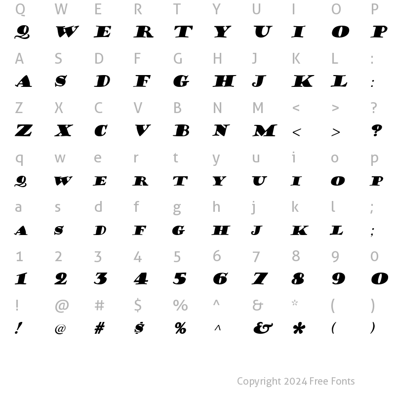 Character Map of Hermann Bold Italic