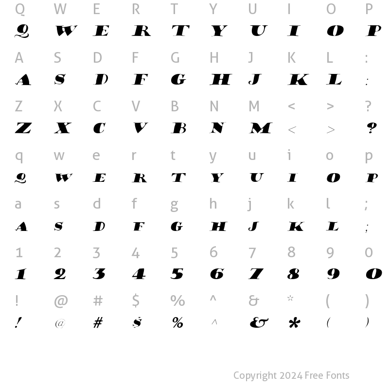 Character Map of Hermann Italic