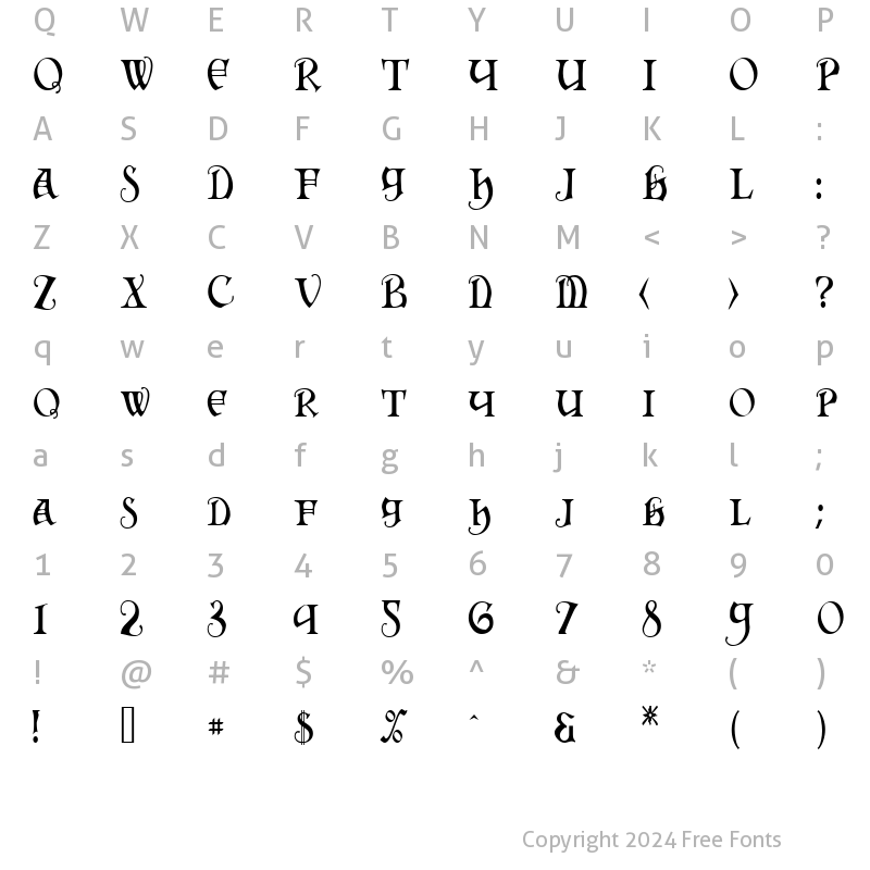 Character Map of Hermia Regular