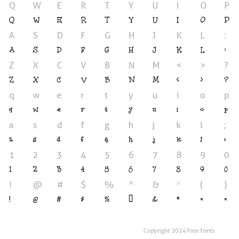 Character Map of Hero Of Fools Regular