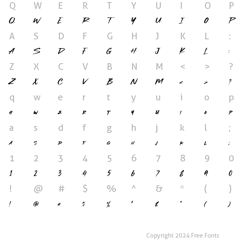 Character Map of Herojuana Regular