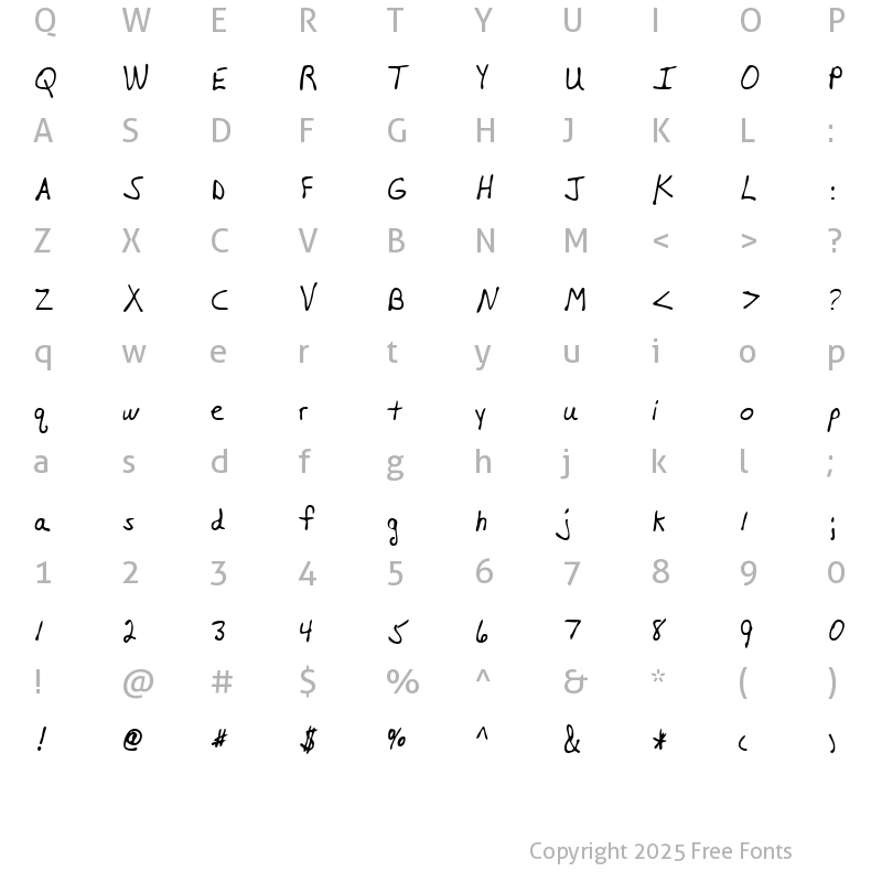 Character Map of HershelsHand Regular