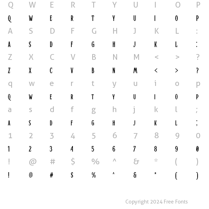 Character Map of Hertical Serif Regular