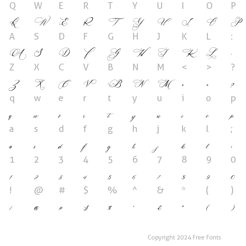 Character Map of Hertina Italic