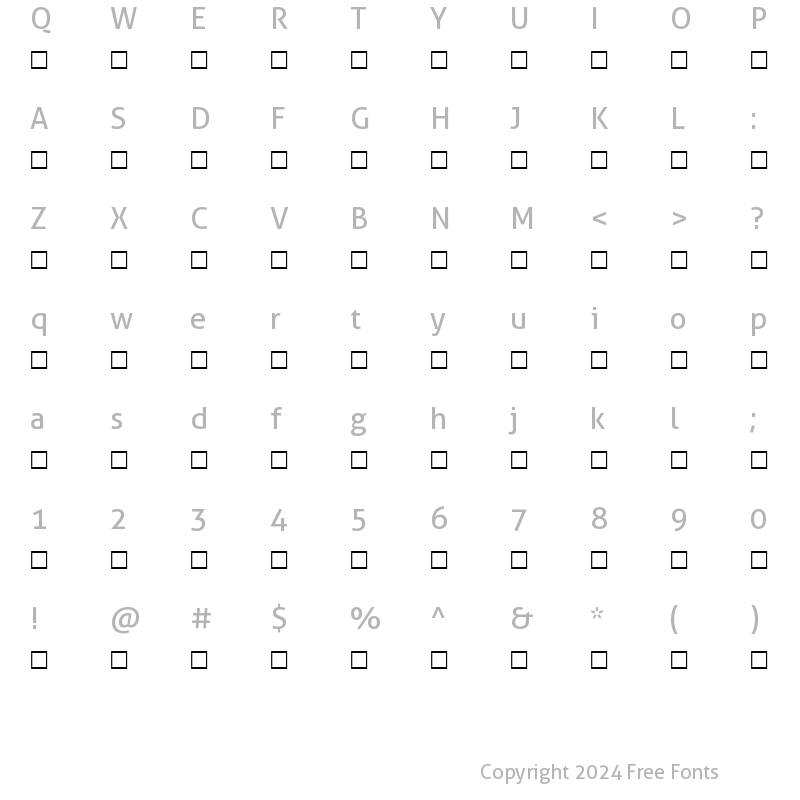 Character Map of Hesham Free Normal Traditional