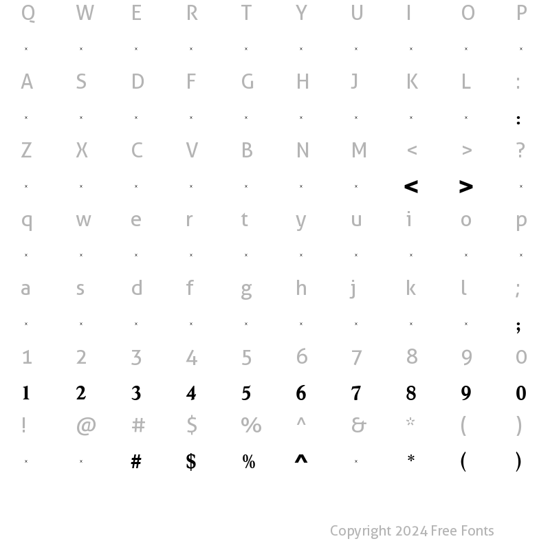 Character Map of HessOSBoldTab Regular