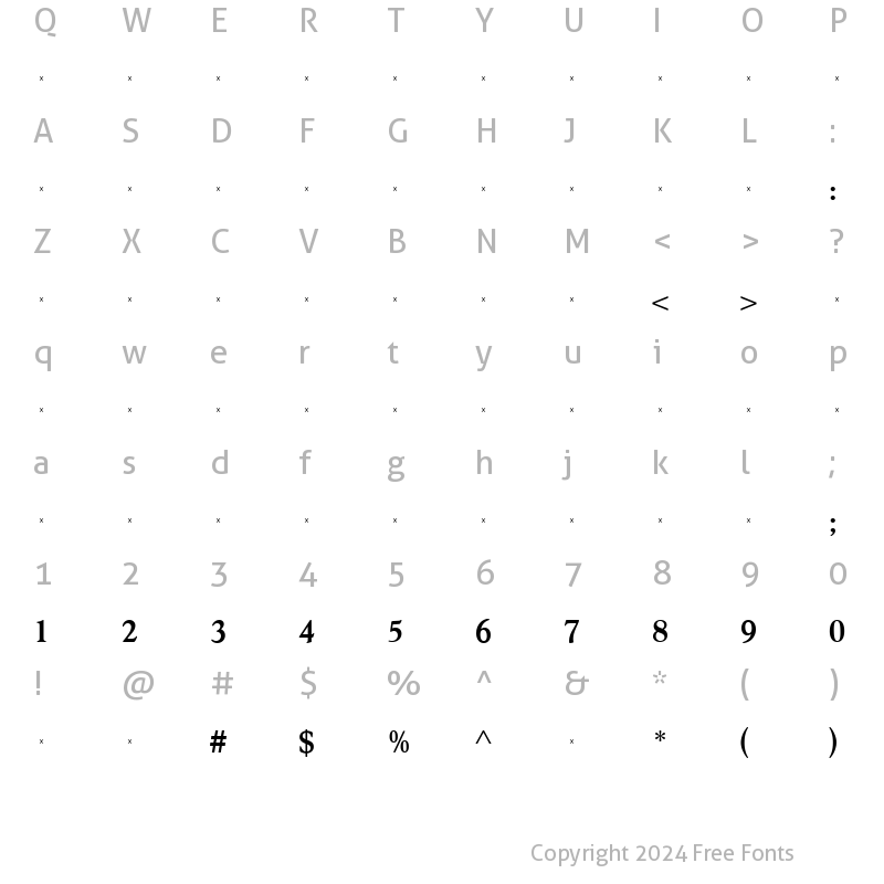 Character Map of HessOSMedTab Regular