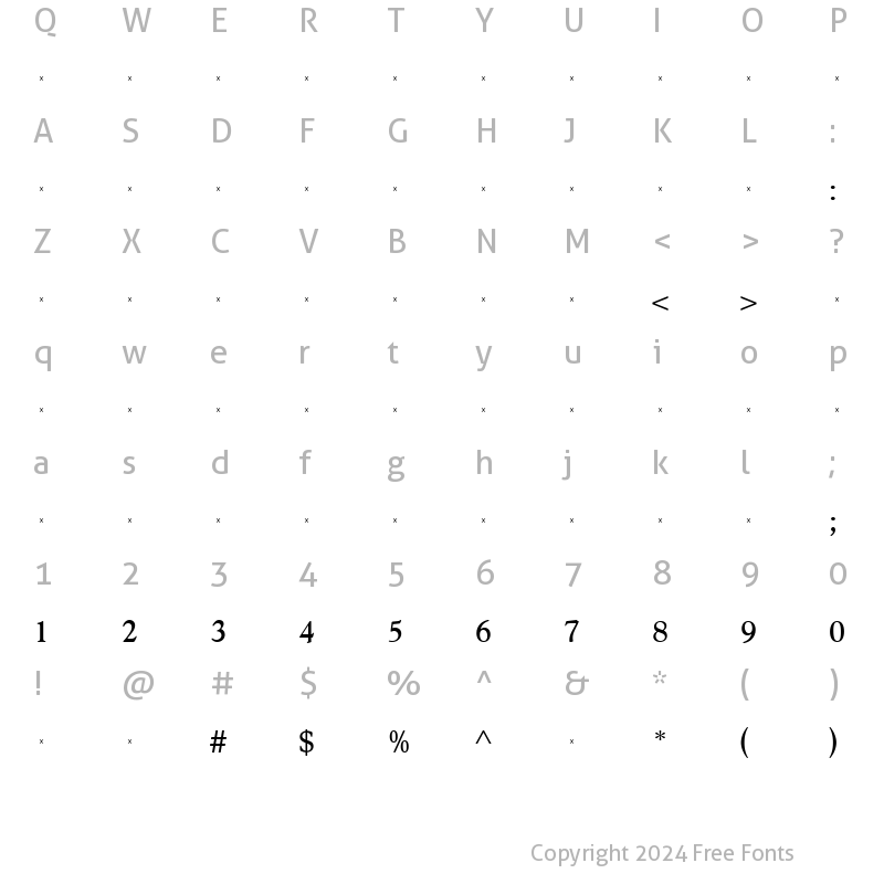 Character Map of HessOSTab Regular