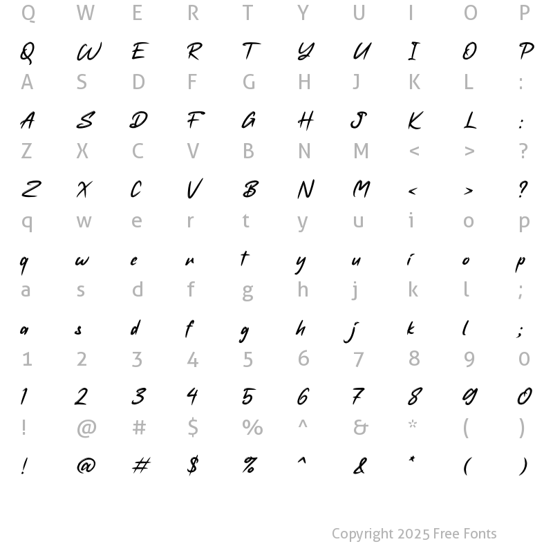 Character Map of Hessthicc Regular