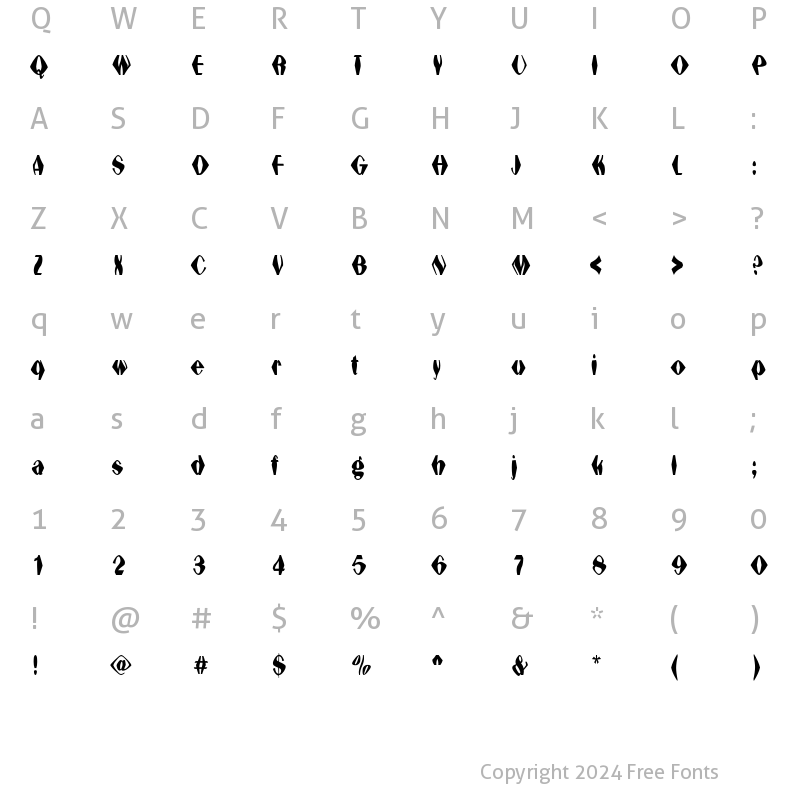 Character Map of hexadonald Regular