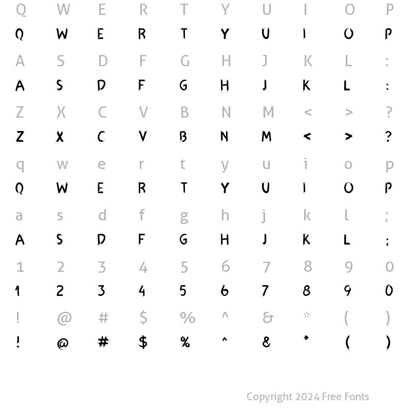 Character Map of Hexen Bold