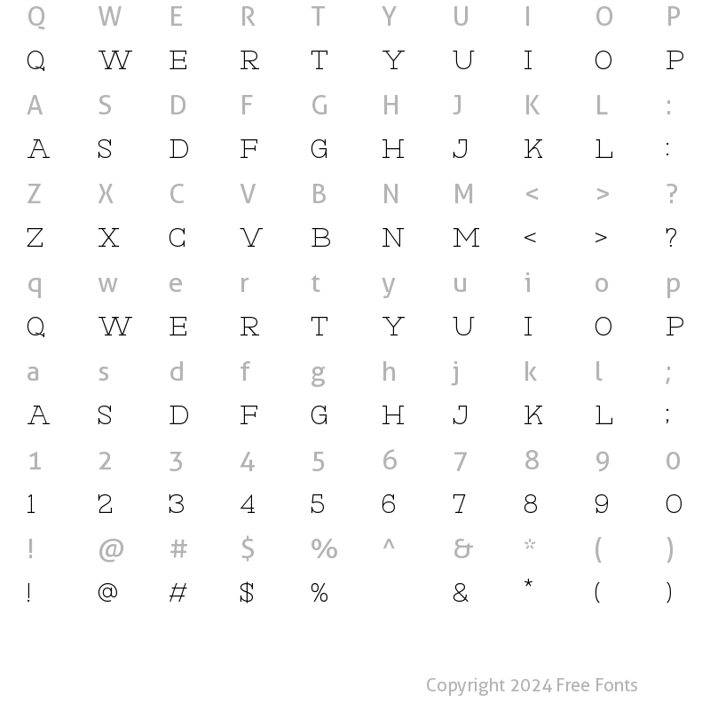 Character Map of Hexore Regular