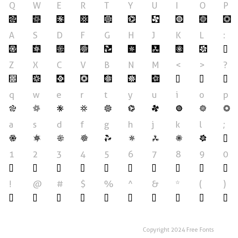 Character Map of Hexstar Regular