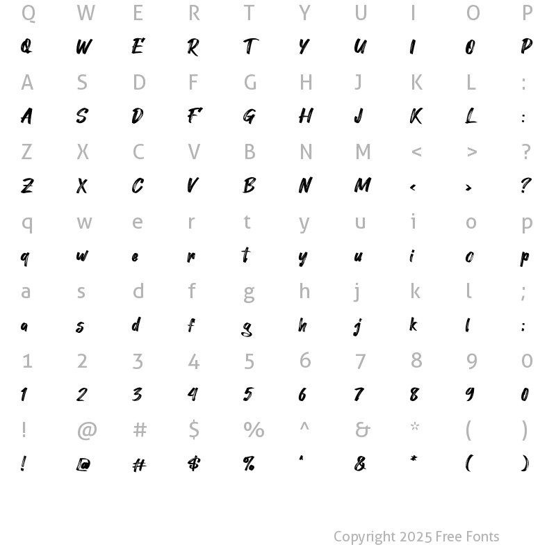 Character Map of Hey August Regular