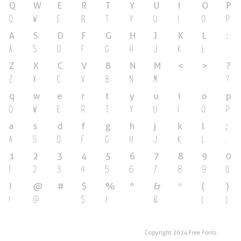 Character Map of Hey Gotcha Light